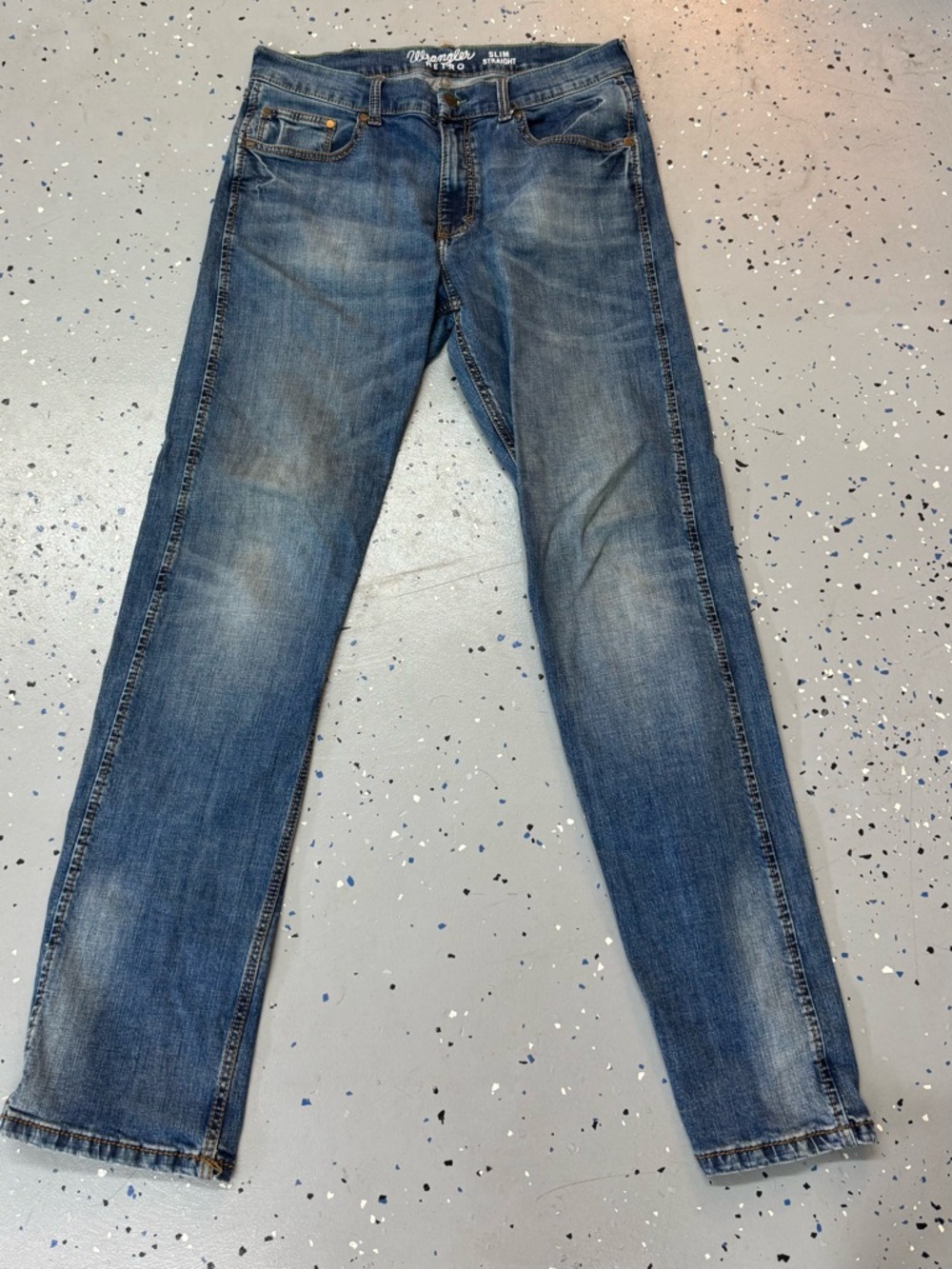 Wrangler Retro 34x36 Men's Blue Slim Straight Jeans